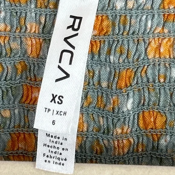 RVCA floral high neck trigger mini dress with smocked bust shale color NWT SZ XS - Picture 10 of 12